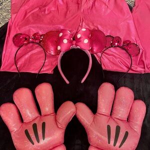 Disney Pink Sequin Mouse Gloves and Mouse Ears Costume